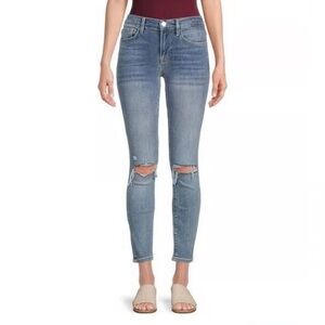 Frame Women’s Denim Light Blue Ripped Le Skinny de Jeanne Size 26
